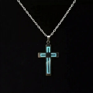 Glow in the Dark Cross Steel Necklace NWT